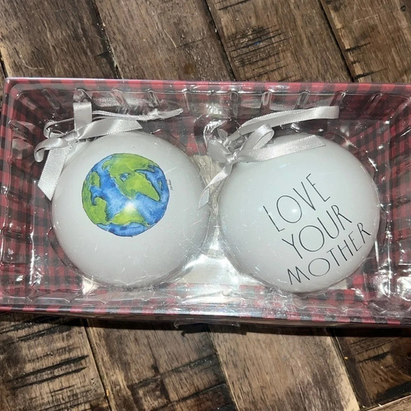 Rae Dunn Other - Love Your Mother Earth 🌍 Christmas Ornaments / Balls Rae Dunn